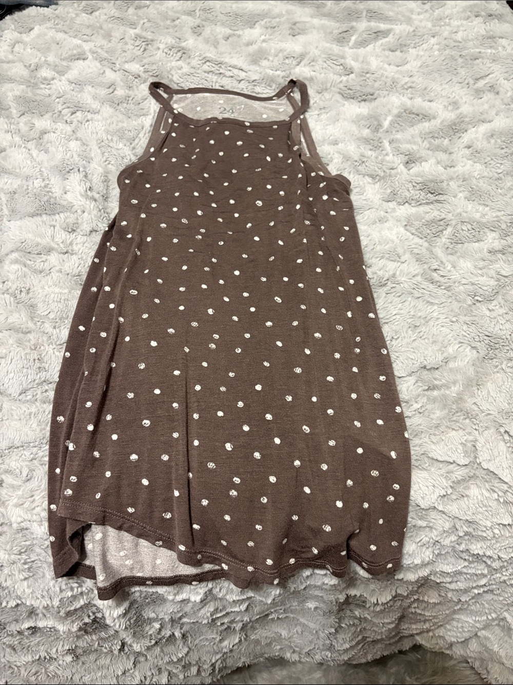 Maurices Brown Tank Dress with White Polka Dots